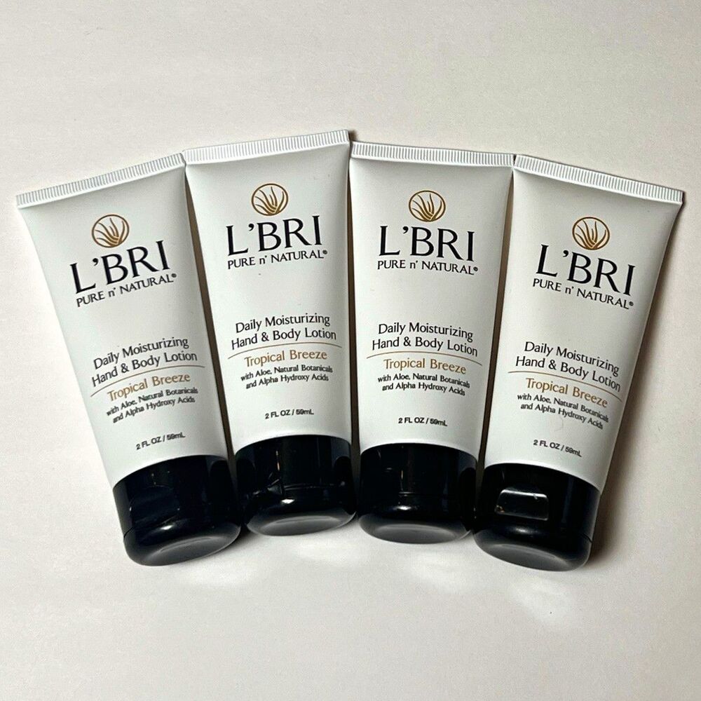 L’BRI Tropical Breeze Hand Body Lotion 2 oz Lot of 4 NEW SEALED Pure Natural
